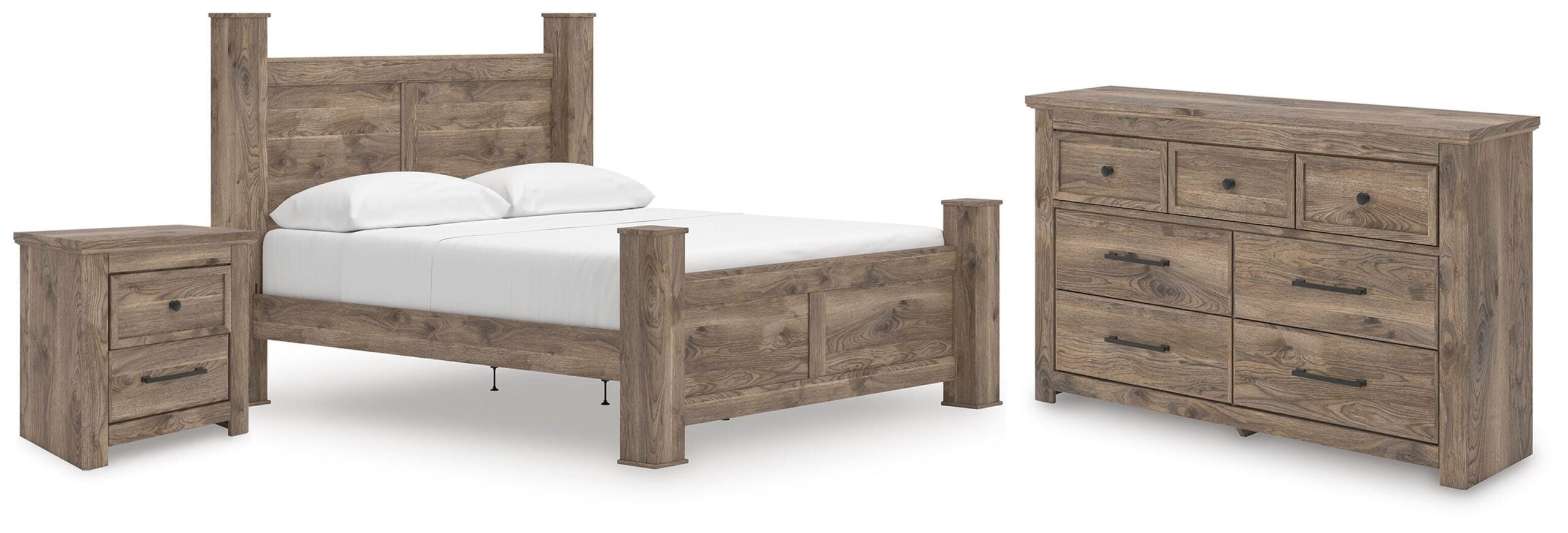b91562aa5393118bf15133dc35fc5fcd Rusticott King Poster Bed, Dresser and Nightstand - Image 1