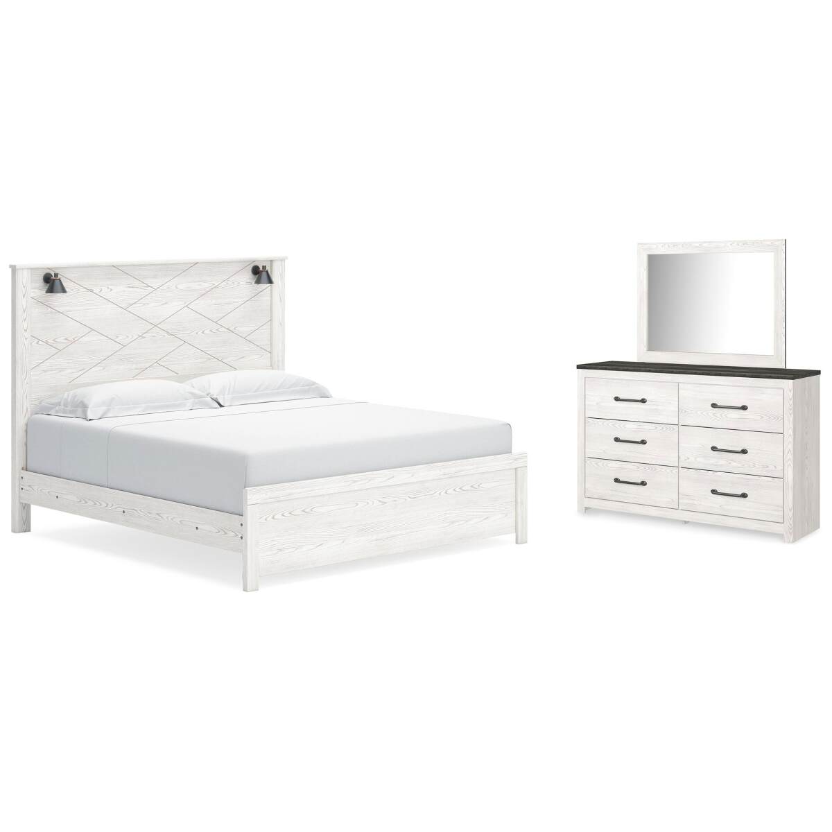 bc50b2bdd44f7296854229e72e97da51 Gerridan King Panel Bed, Dresser and Mirror - Image 1