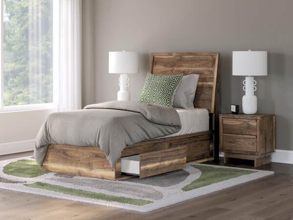 Chirason Twin Panel Bed with Storage, Dresser and Mirror - Image 18
