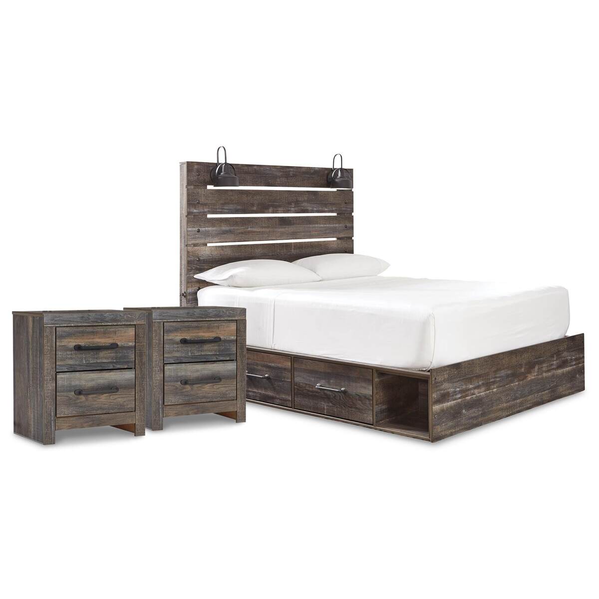 bdb0fdaba126ef1950d79eb55597444e Drystan Queen Panel Storage Bed and 2 Nightstands - Image 1