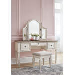 Realyn Vanity and Mirror with Stool