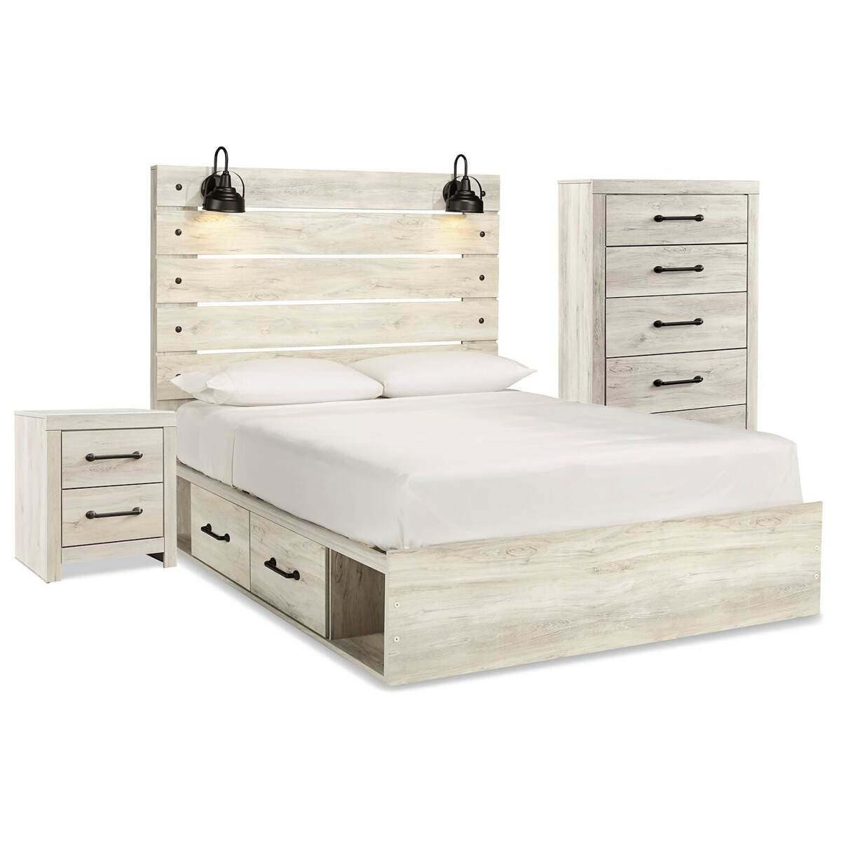 be1ddce84f2ace5abfa3462ab040a2f2 Cambeck Queen Panel Bed with Storage, Chest and Nightstand - Image 1