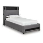 Verishaw Twin Upholstered Bed with Wireless Audio