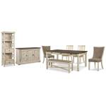 Bolanburg Dining Table, 4 Chairs, Bench, Server and Display Cabinet