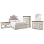 Realyn Full Upholstered Panel Bed, Dresser, Mirror, Chest and 2 Nightstands - Image 2