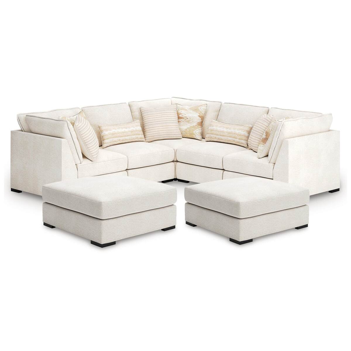 c06e5e30c443a8f2fae0dc3bca7a7b43 Donelson Creek 5-Piece Sectional and 2 Oversized Ottomans - Image 1