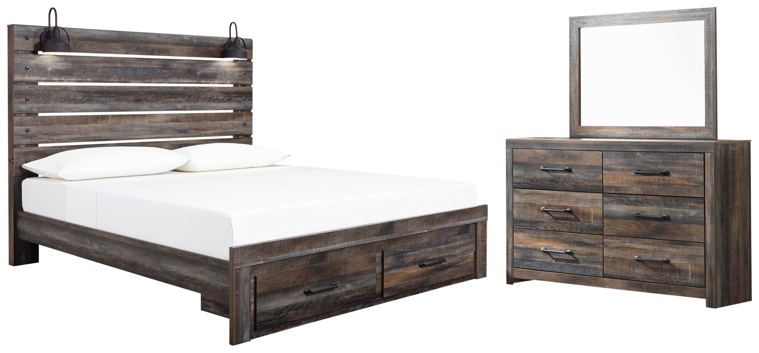 c07cad6537463a3f045d92ec089ae916 Drystan King Panel Storage Bed, Dresser and Mirror - Image 1