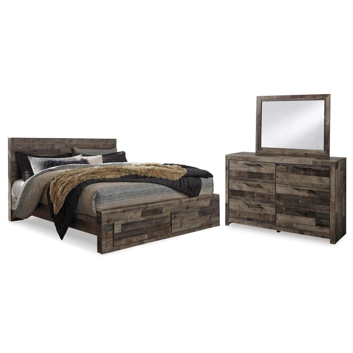 c0db5235a7023c08a057f741391b5be3 Derekson King Panel Storage Bed, Dresser and Mirror - Image 1