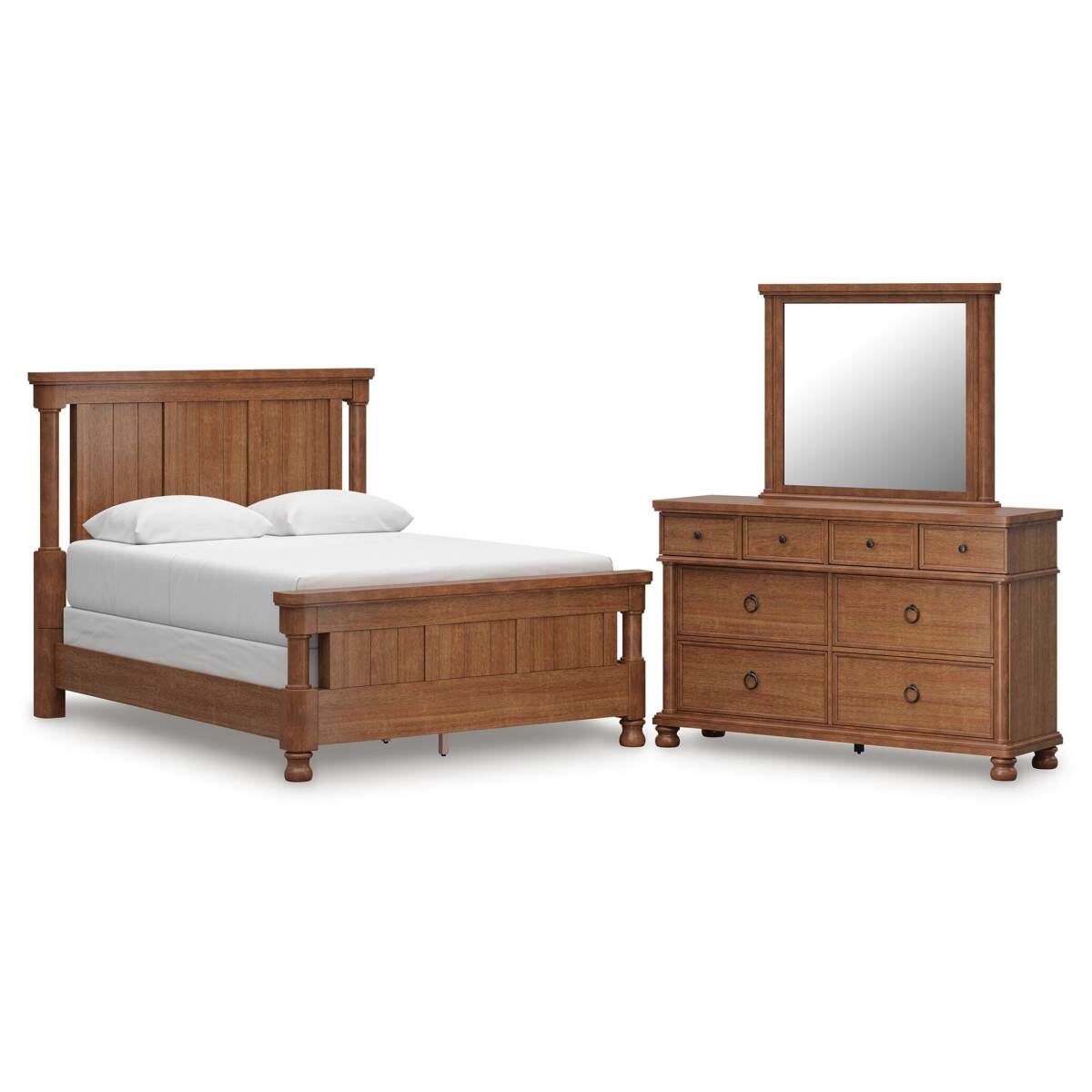 c0db92cf4e033effd6e7a0fec6bec46a Rowlenstown Queen Poster Bed, Dresser and Mirror - Image 1