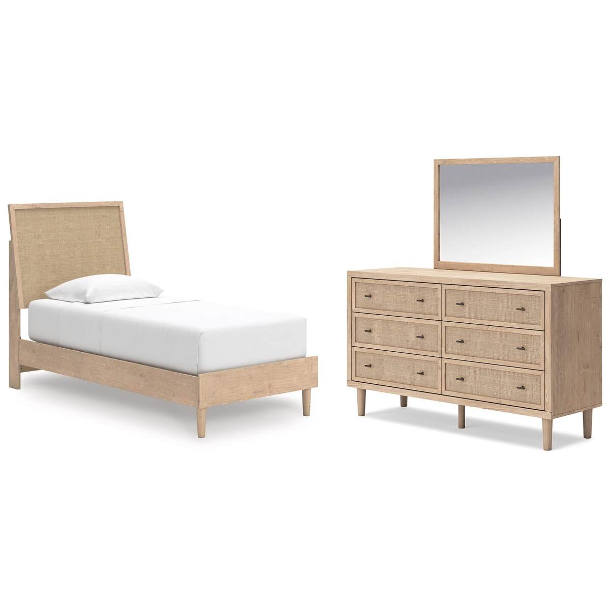 c1874d4c2a6668bd6aa48430e993e5b5 Cielden Twin Panel Bed, Dresser and Mirror - Image 1