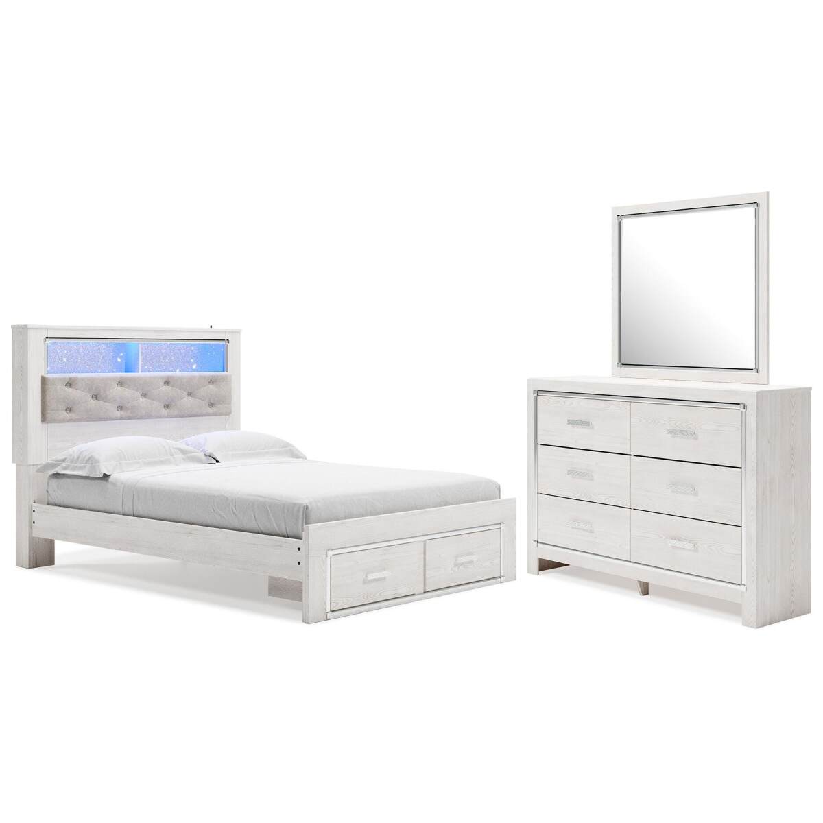c2ef98d2a5f6f02ca59ec33cae3a557b Altyra Queen Bookcase Storage Bed, Dresser and Mirror - Image 1