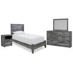 Baystorm Twin Panel Bed, Dresser, Mirror and Nightstand