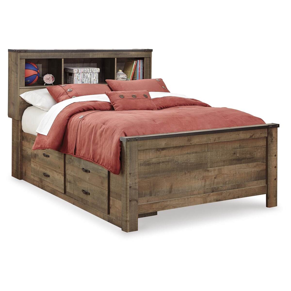 c4676e5fe4bb37c4efa684cd8c23c239 Trinell Full Bookcase Bed with 2 Sided Storage - Image 1