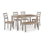 Harperfeld Dining Table and 4 Chairs and Bench (Set of 6)