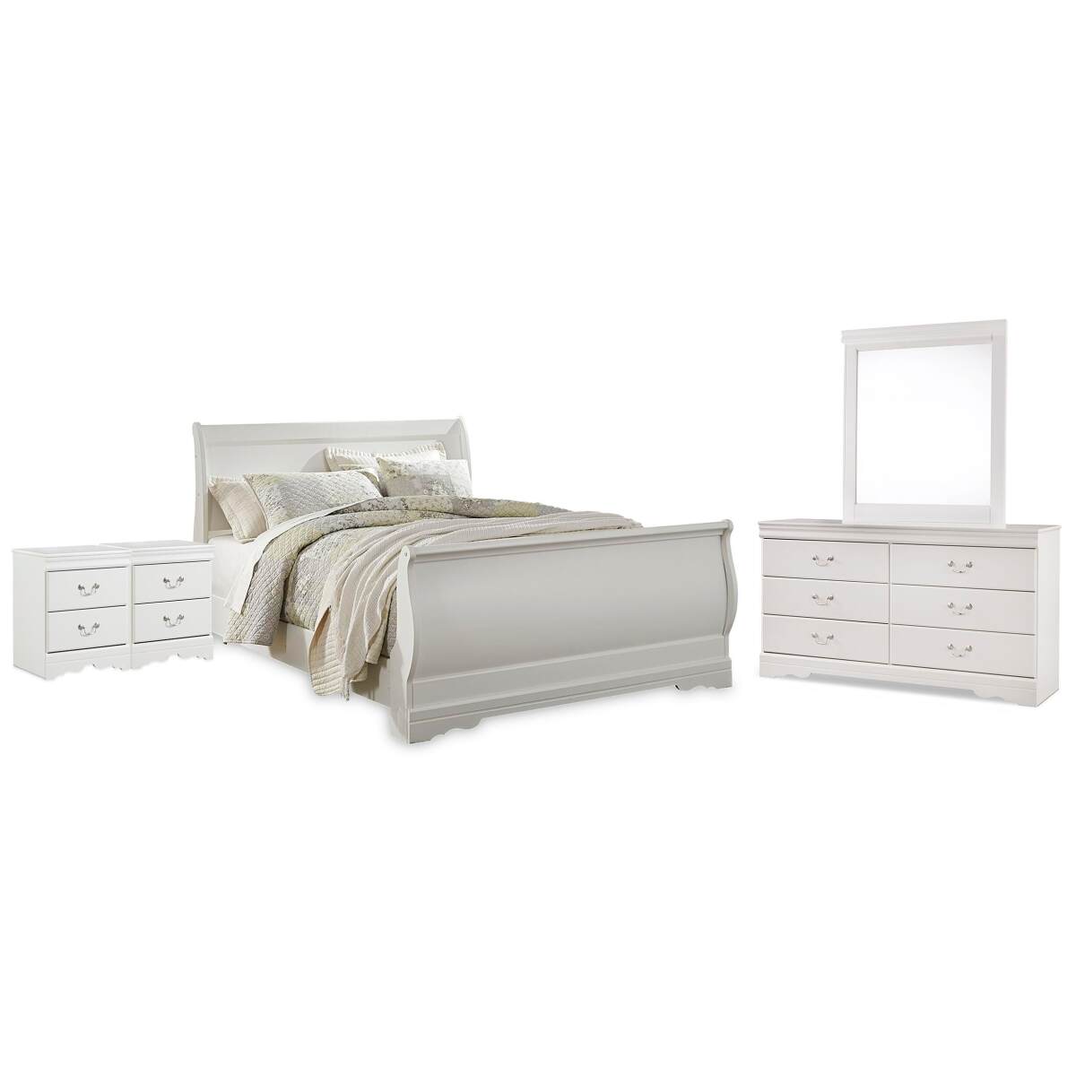 c5d7f1dbcf0e295cb9fa465238a1b019 Anarasia Queen Sleigh Bed, Dresser, Mirror and 2 Nightstands - Image 1