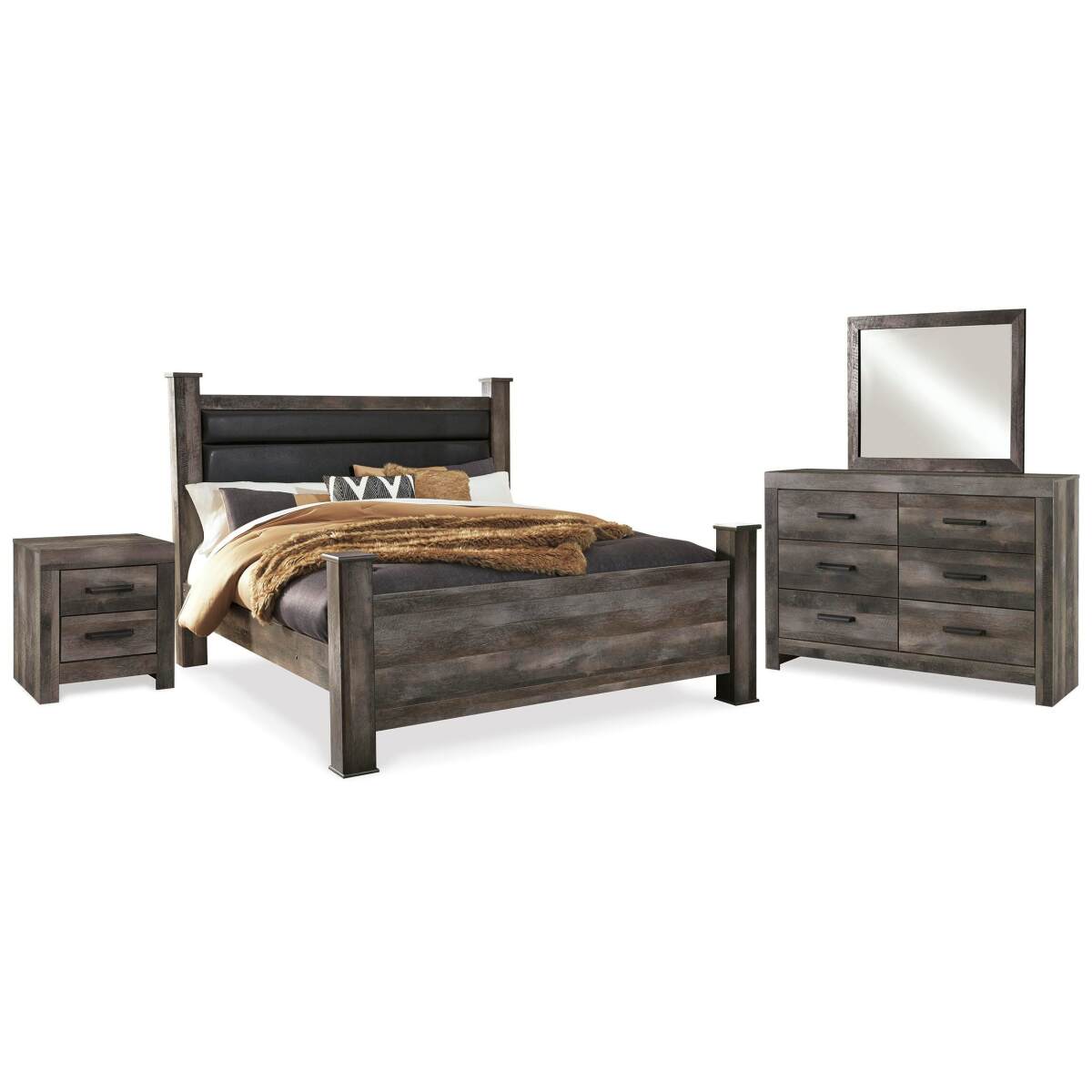 c646b1a264d0e50648778e4d3ee0c59d Wynnlow King Poster Bed, Dresser, Mirror and Nightstand - Image 1