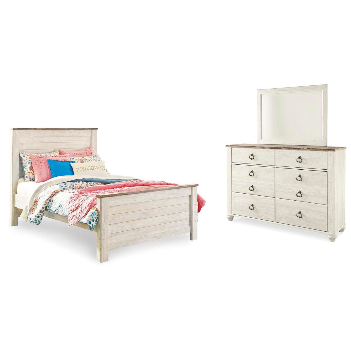 c683051ffddab6b8c5fe64b4e29764df Willowton Full Panel Bed, Dresser and Mirror - Image 1