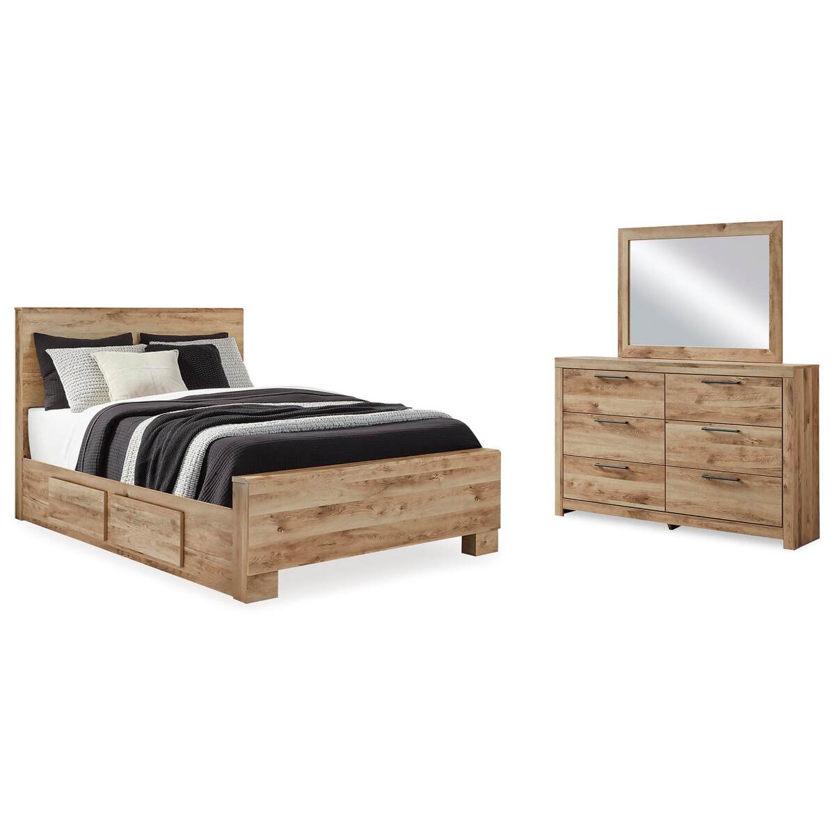 c71572516df848a747f982df52b2f33f Hyanna Queen Panel Bed with 2 Side Storage, Dresser and Mirror - Image 1