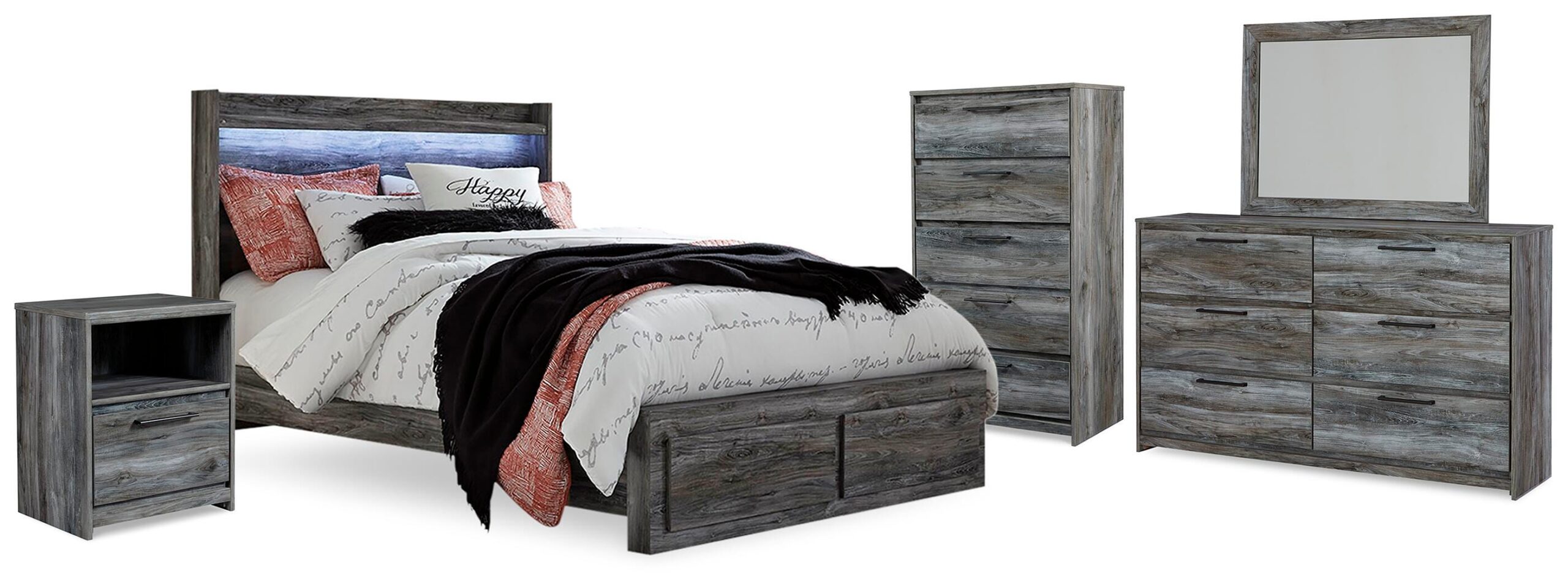 c72cfb971f9ede0be255298184b70149 Baystorm Queen Panel Storage Bed, Dresser, Mirror, Chest and 2 Nightstands - Image 1