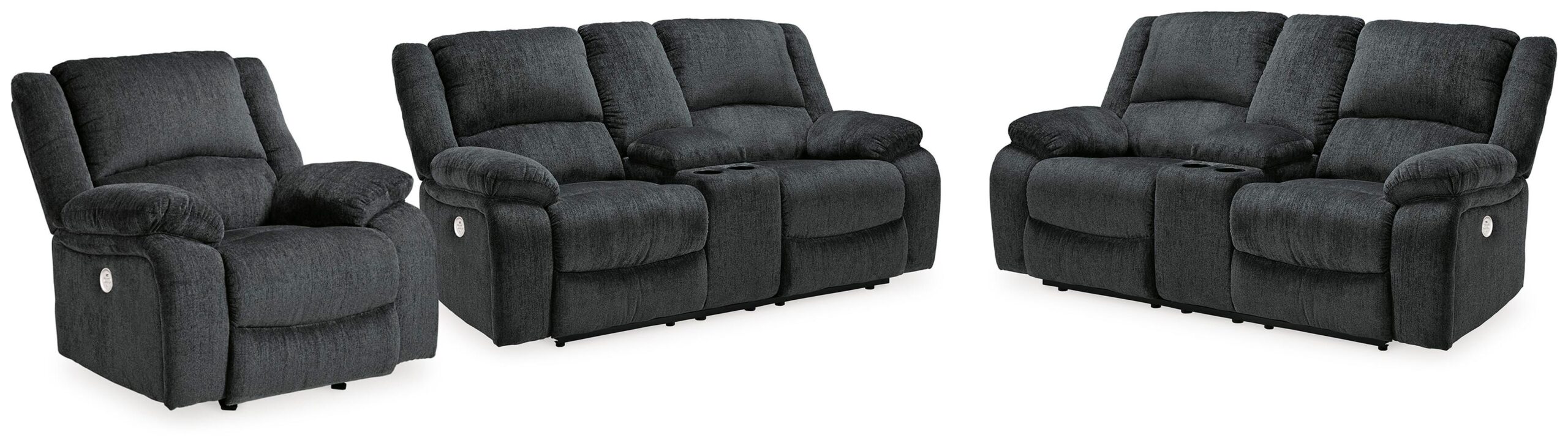 c8e7788545df49cc74b66d2915ea1fcd Draycoll 2 Power Reclining Loveseats and Recliner - Image 1