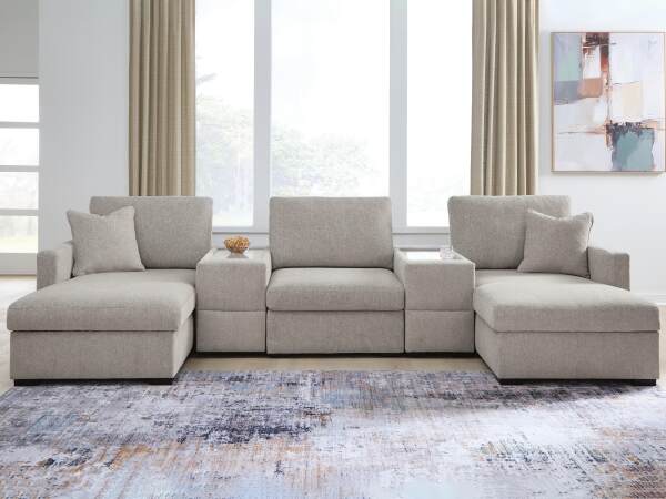 ModMax Luxe 5-Piece Double Chaise Sectional with Storage Consoles - Image 3