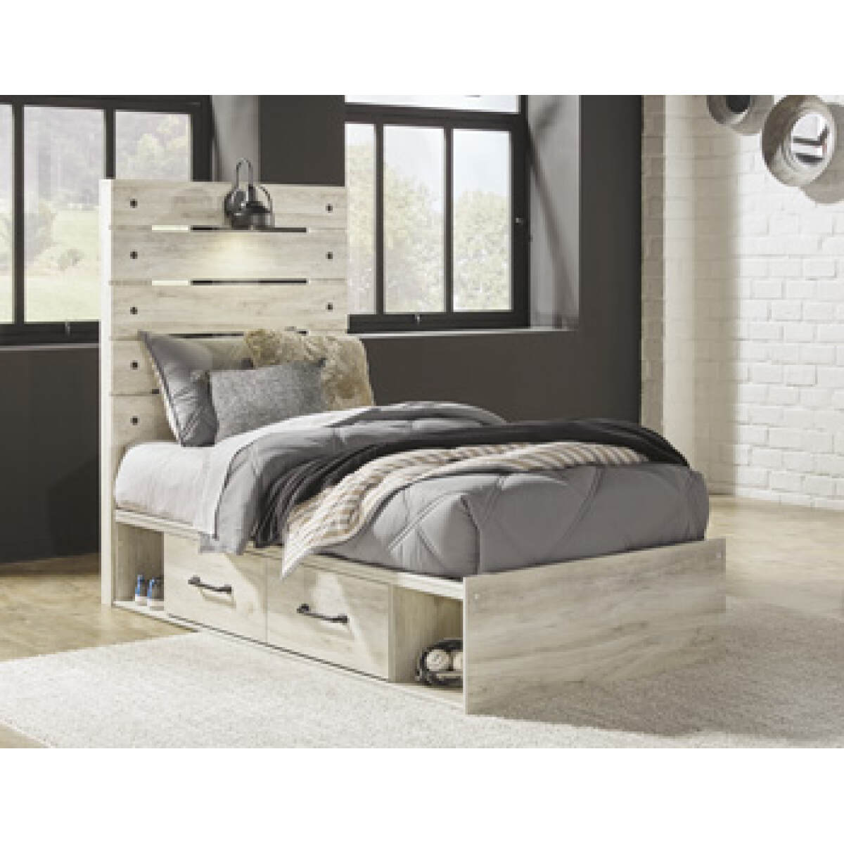 c9e2a00531c7a3a9c349d2fc0ab5445c Cambeck Twin Panel Bed with 2 Storage Drawers - Image 1