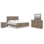 Rusticott King Panel Bed, Dresser, Mirror and Nightstand