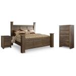 Juararo King Poster Bed, Chest and Nightstand