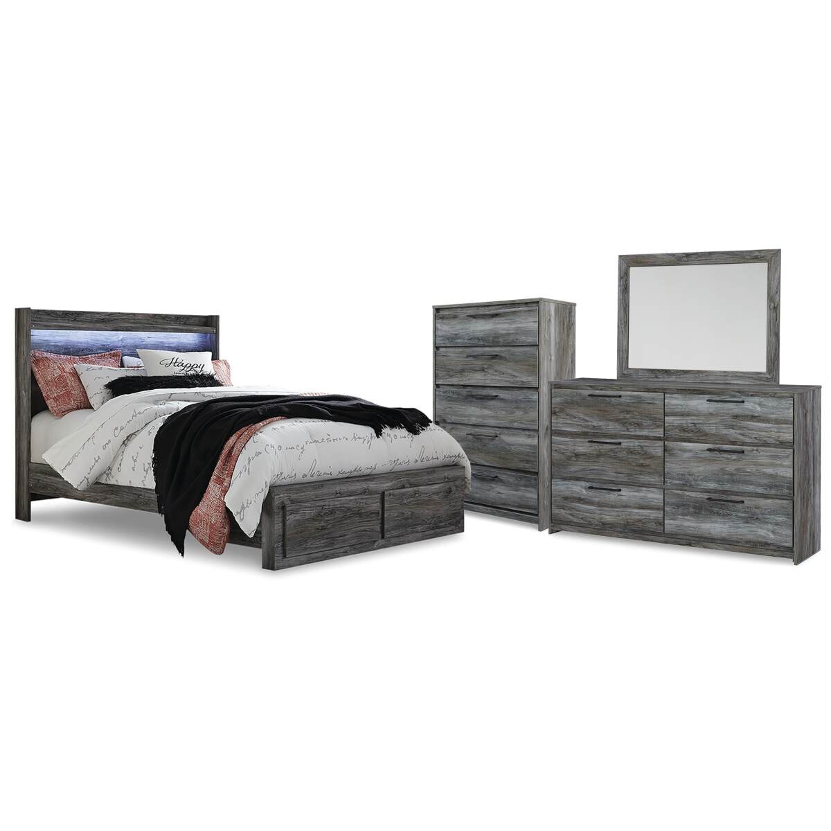 cb040e3640ac752dfa66ebbaeb147493 Baystorm Queen Storage Bed, Dresser, Mirror and Chest - Image 1