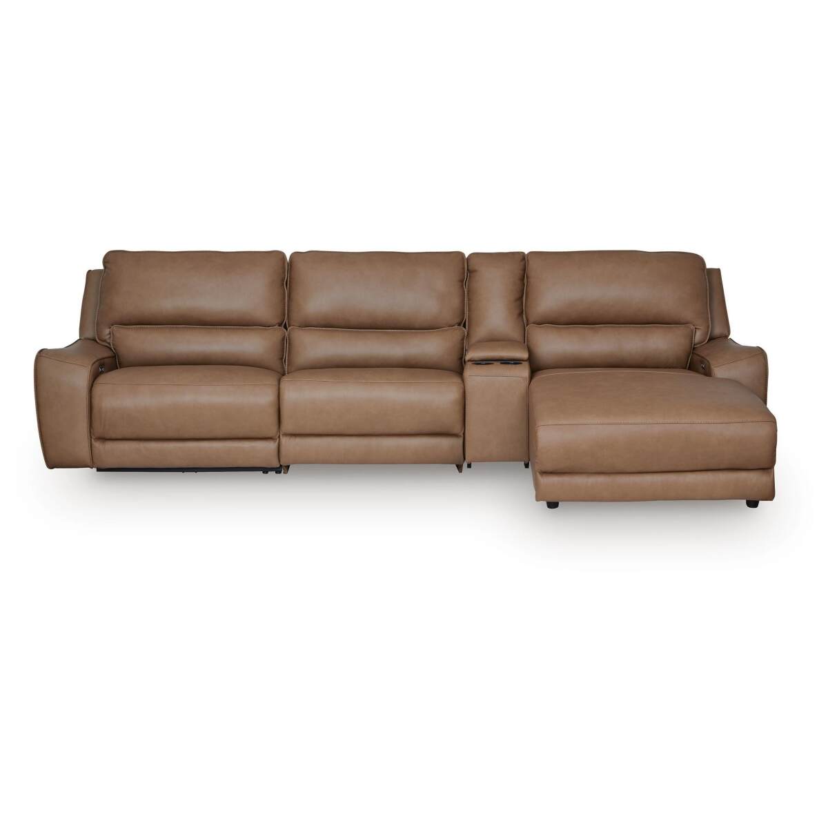 cb310136dd764b0b2f99d5703ab47e2d DeepWakes 4-Piece Reclining Sectional with Chaise and Storage Console - Image 1