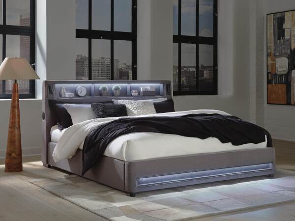 Verishaw California King Upholstered Bed with Wireless Audio - Image 12