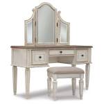 Realyn Queen Upholstery Panel Bed, Dresser, Chest, Nightstand, and Vanity Set - Image 3