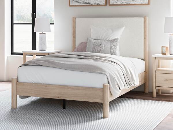 Cadmori Full Upholstered Panel Bed, Dresser and Mirror - Image 19