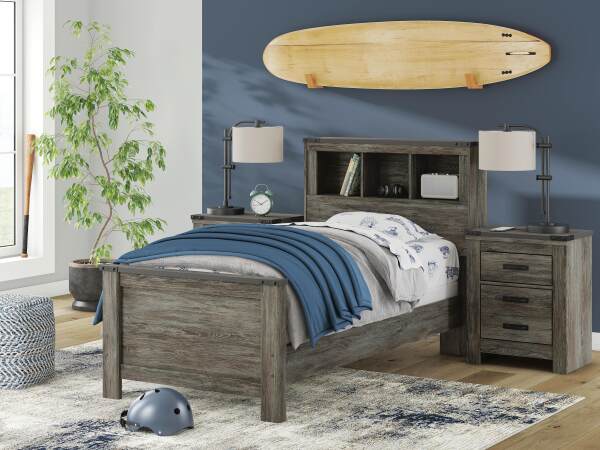 Frandern Twin Bookcase Bed, Dresser and Mirror - Image 18