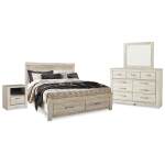 Bellaby King Panel Storage Bed, Dresser, Mirror and Nightstand