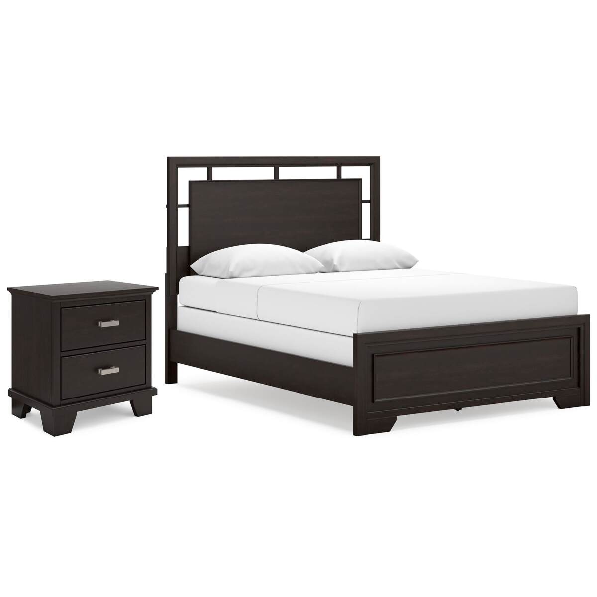 ce2cd3760522850611bc8cf72bc6f4f4 Covetown Queen Panel Bed and Nightstand - Image 1
