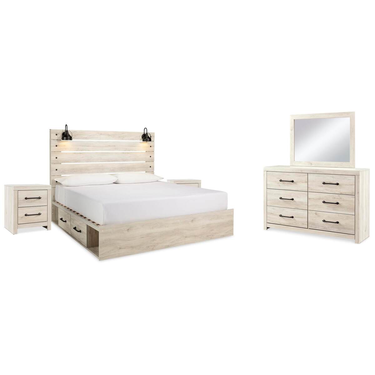 ce69645dd0fb1e1d25c65d999f6085db Cambeck King Panel Bed with 2 Side Storage, Dresser, Mirror, and Nightstand - Image 1