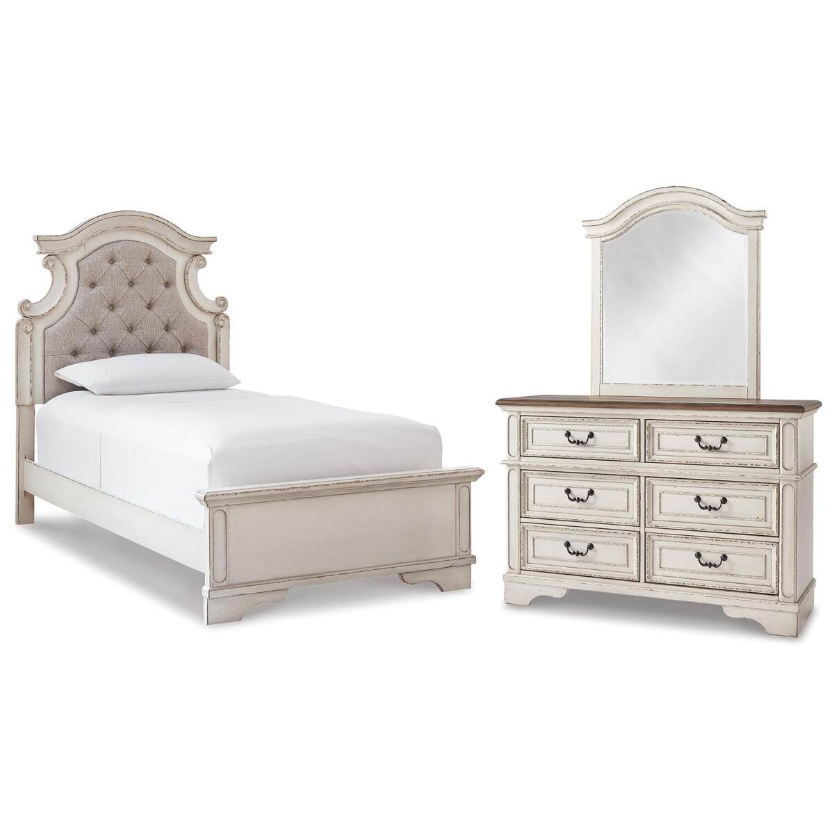 cf51a7cb00eb1ed2ebeae60c023d1789 Realyn Twin Bed, Dresser and Mirror - Image 1