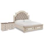 Realyn King Upholstered Panel Storage Bed and 2 Nightstands