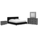 Zuraleus King Upholstered Bed, Dresser, Mirror and 2 Nightstands