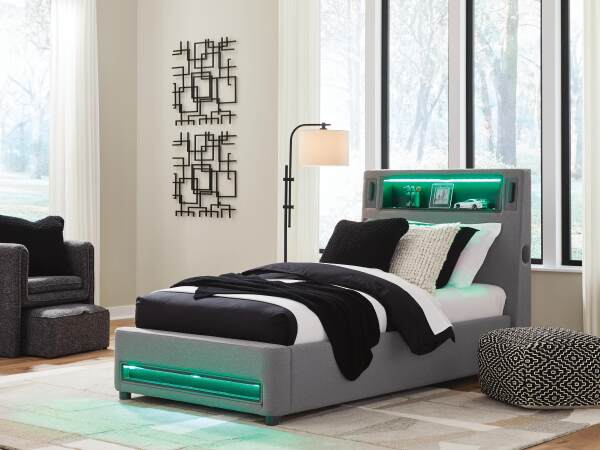 Verishaw Twin Upholstered Bed with Wireless Audio - Image 10