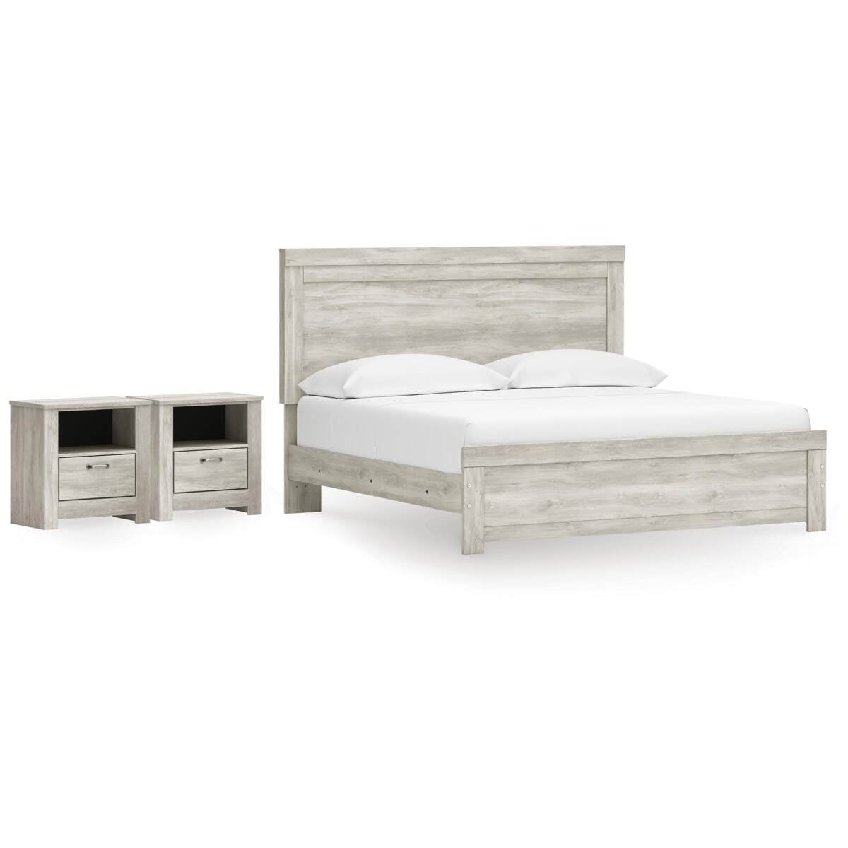 d0f92bc448a74faf4faf429ba29655a2 Bellaby King Panel Bed and 2 Nightstands - Image 1