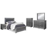 Lodanna Queen Upholstered Panel Bed, Dresser, Mirror and 2 Nightstands
