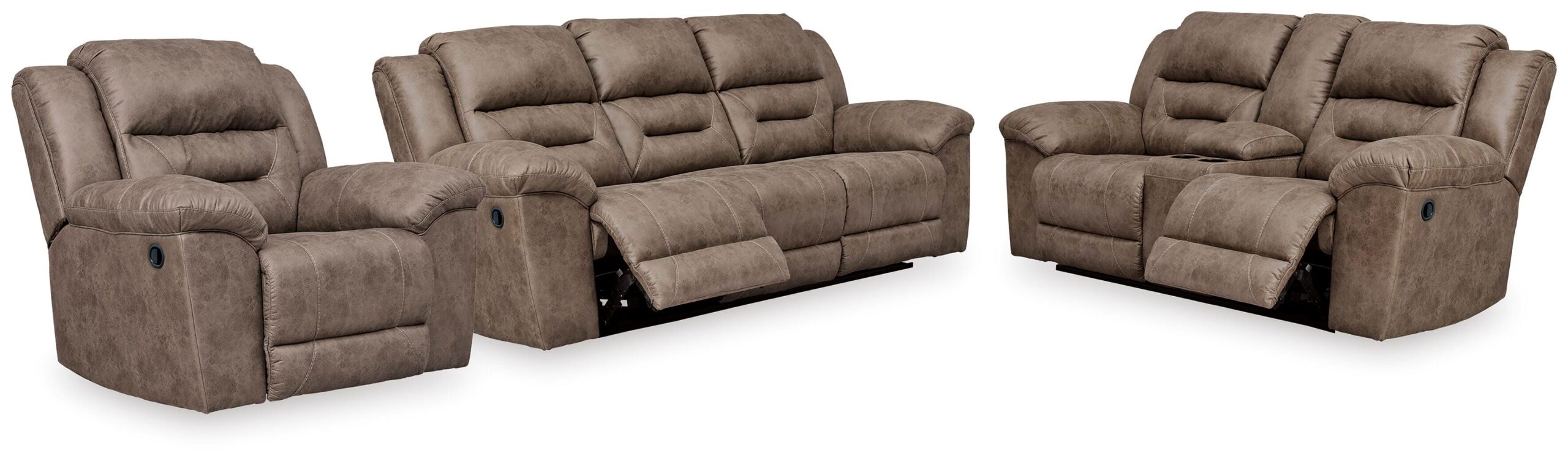 d1c53e9fe072b991e6ff6eee3368d8df Stoneland Reclining Sofa, Loveseat and Recliner - Image 1