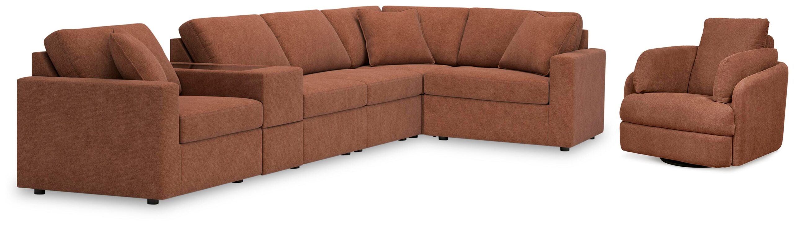 d3256d25372ab779f1b04ca7e2c39f4c Modmax 6-Piece Sectional and Swivel Glider Recliner - Image 1