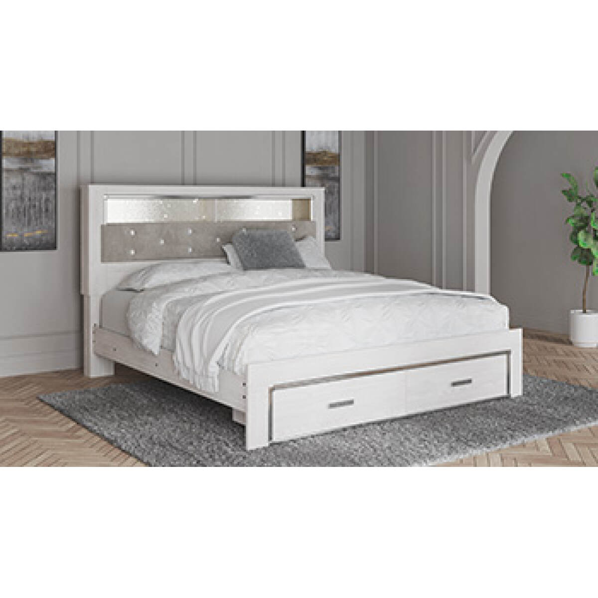 d33b1d7df285ce7c7fec8ba13ec8cfa4 Altyra King Upholstered Bookcase Bed with Storage - Image 1