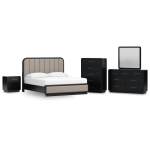 Rowanbeck King Panel Bed, Dresser, Mirror, Chest and Nightstand