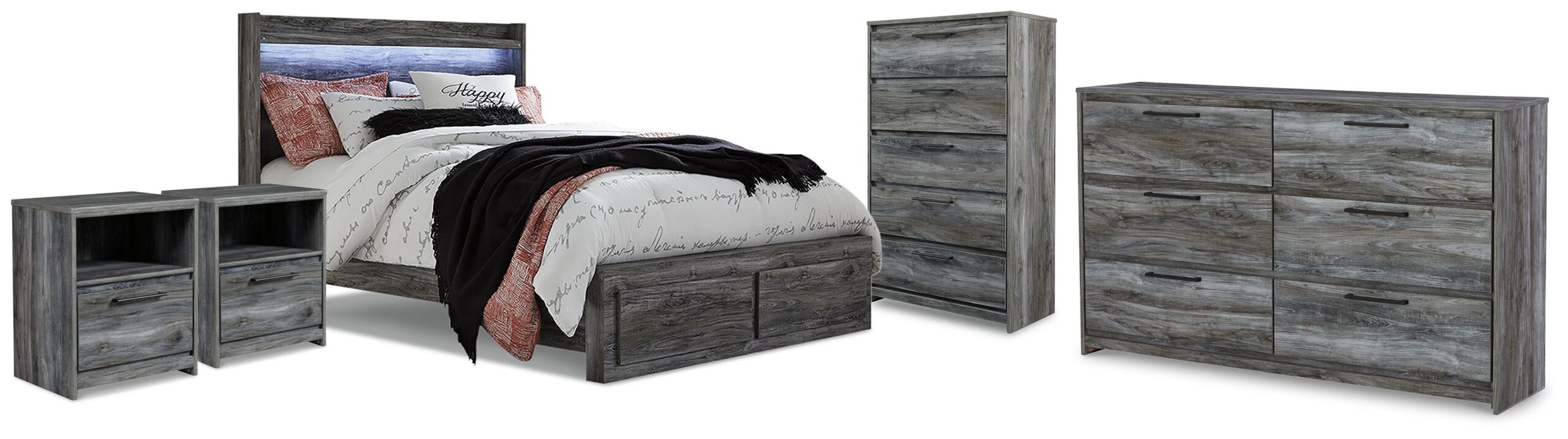 d66b5ba2107e43b4603c748851107b73 Baystorm King Panel Storage Bed, Dresser, Chest and 2 Nightstands - Image 1