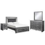 Lodanna Full Upholstered Panel Storage Bed, Dresser, Mirror, and Nightstand