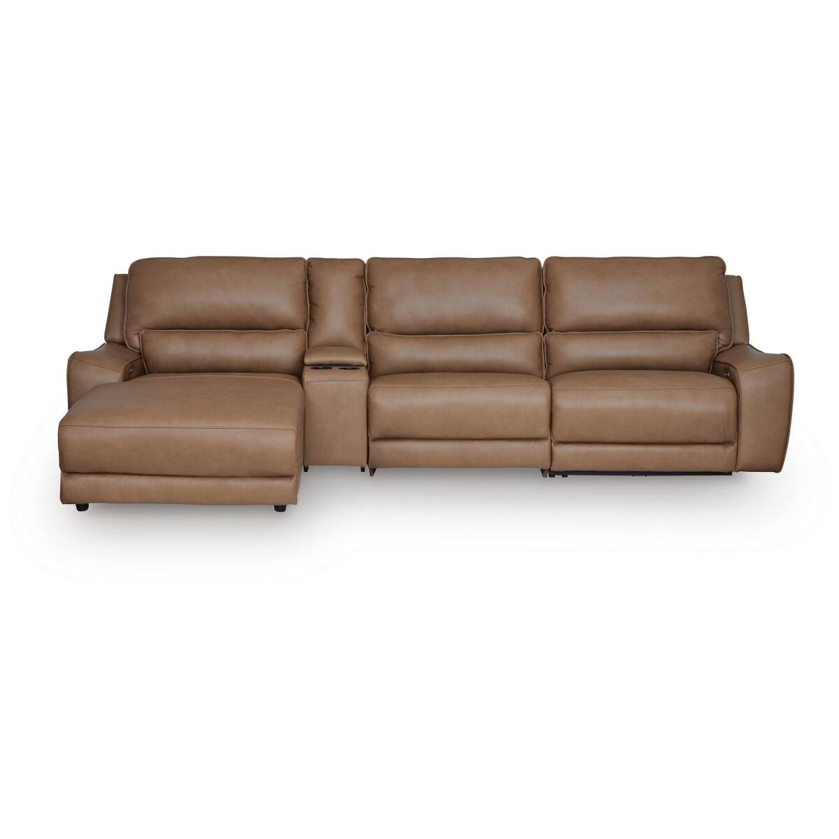 d817144a65eaba80db5836834280e8b6 DeepWakes 4-Piece Reclining Sectional with Chaise and Storage Console - Image 1